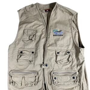 Polar Graphics Tan Utility Vest Men's M Multiple Pockets Wisconsin Duck